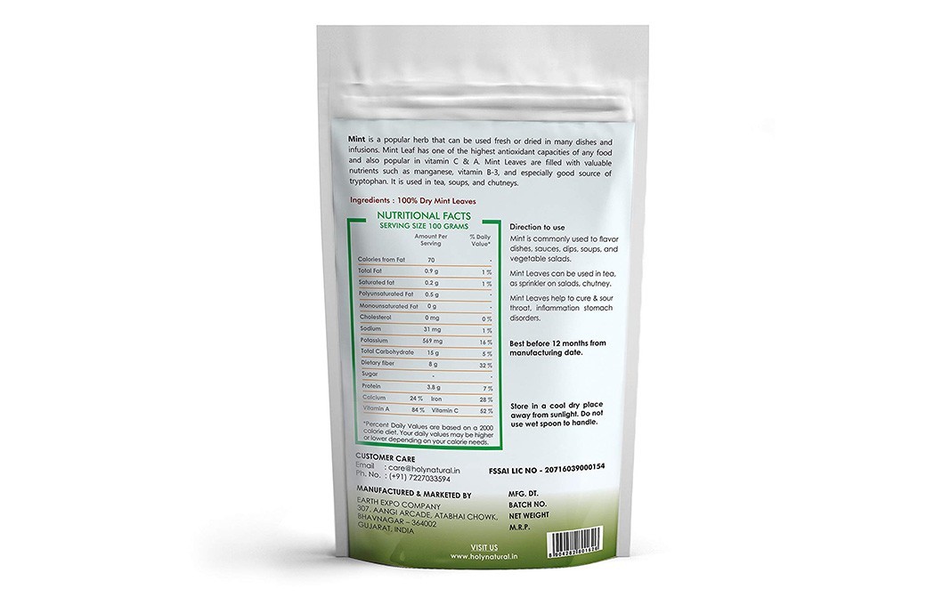 Holy Natural Mint Leaves    Pack  100 grams